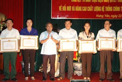 Hưng Yên Tổng kết 10 năm thực hiện Nghị quyết Trung ương 5 khóa IX về đổi mới và nâng cao chất lượng hệ thống chính trị ở cơ sở xã, phường, thị trấn